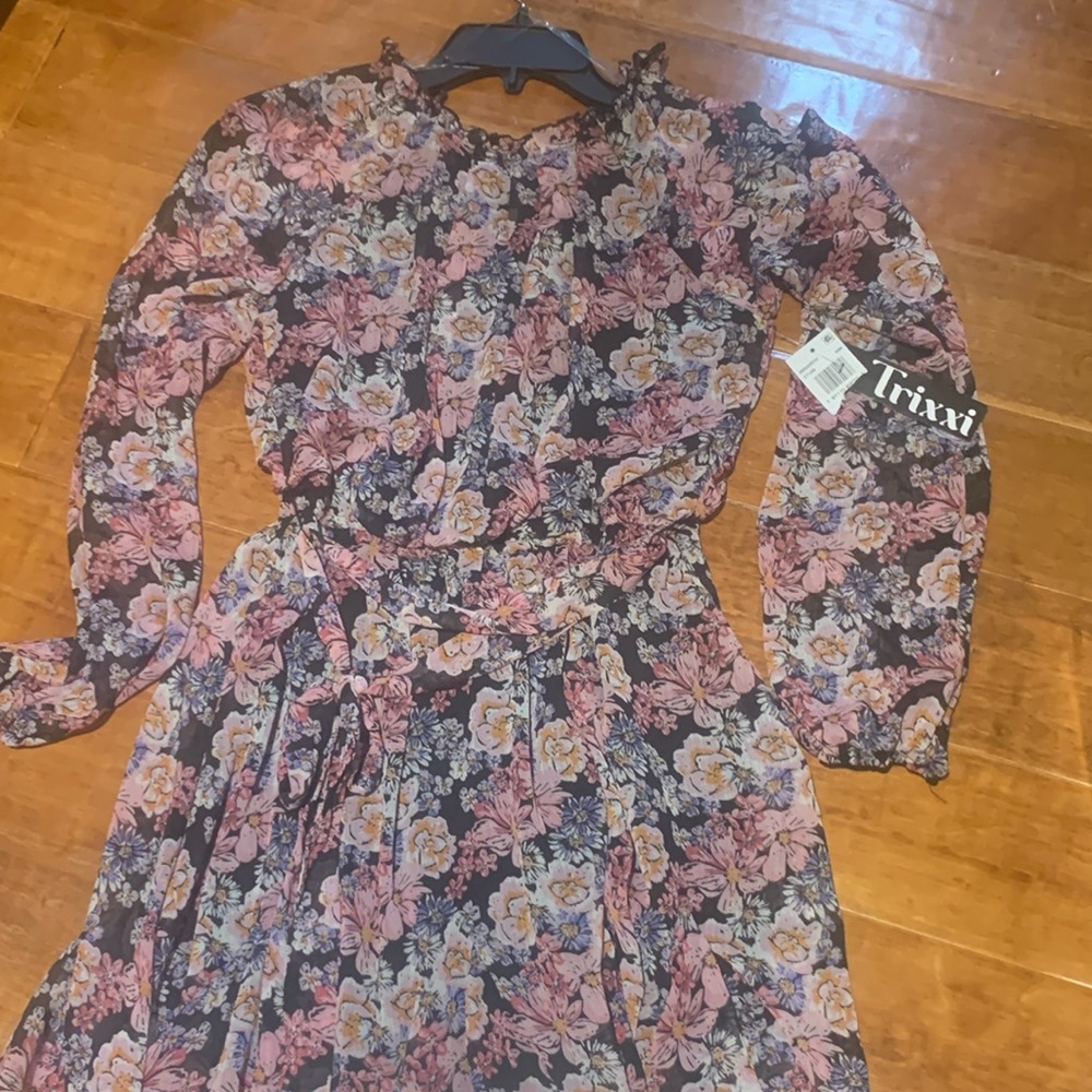 Brand new tags on size small, darling dress by Trixxi. Beautiful floral pattern